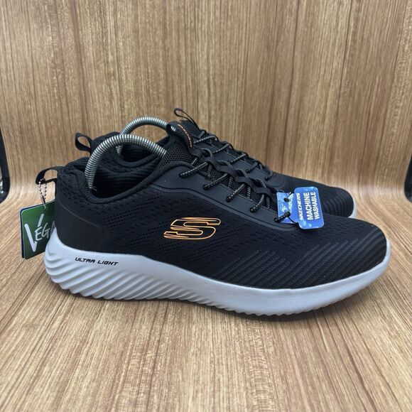 Skechers Men's Bounder Intread Slip On Shoes Black Orange Size Men's 10.5 NEW - Picture 1 of 11